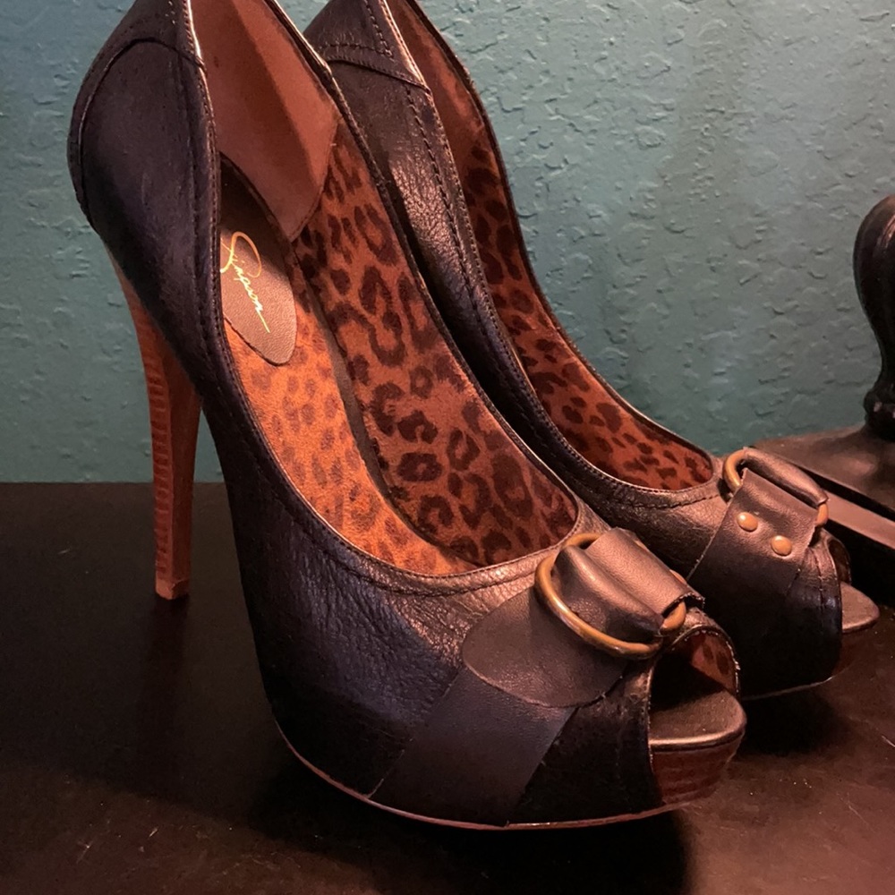 Black platform stilettos